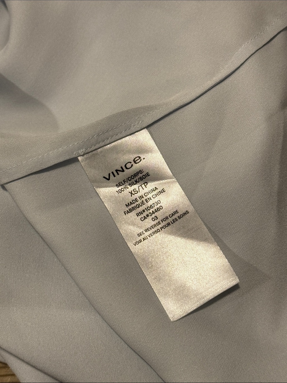 Vince Silk Chiffon Short Sleeve Band Collar Blouse - Picture 3 of 4